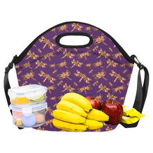 Load image into Gallery viewer, Gathering Yellow Purple Neoprene Lunch Bag/Large
