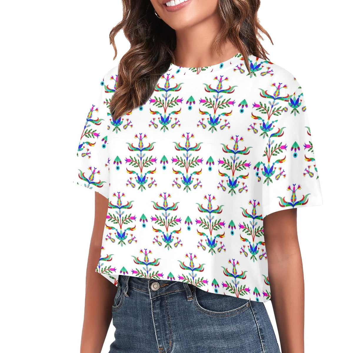 Dakota Damask White Crop Top