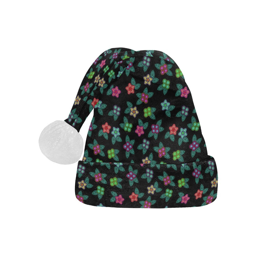 Berry Flowers Black Santa Hat