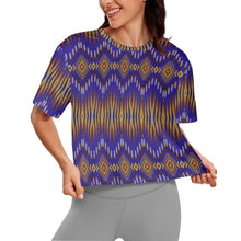 Load image into Gallery viewer, Fire Feather Blue Crop Top
