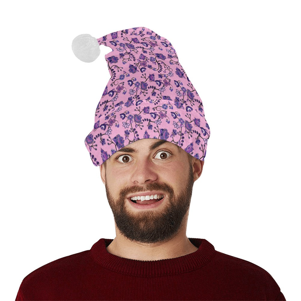 Purple Floral Amour Santa Hat