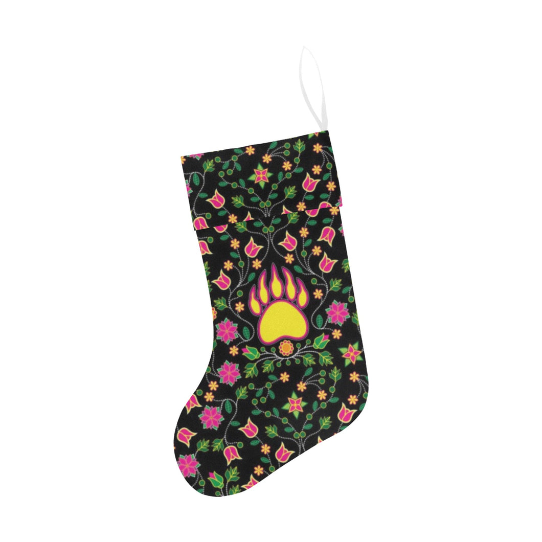 Floral Bearpaw Pink and Yellow Christmas Stocking