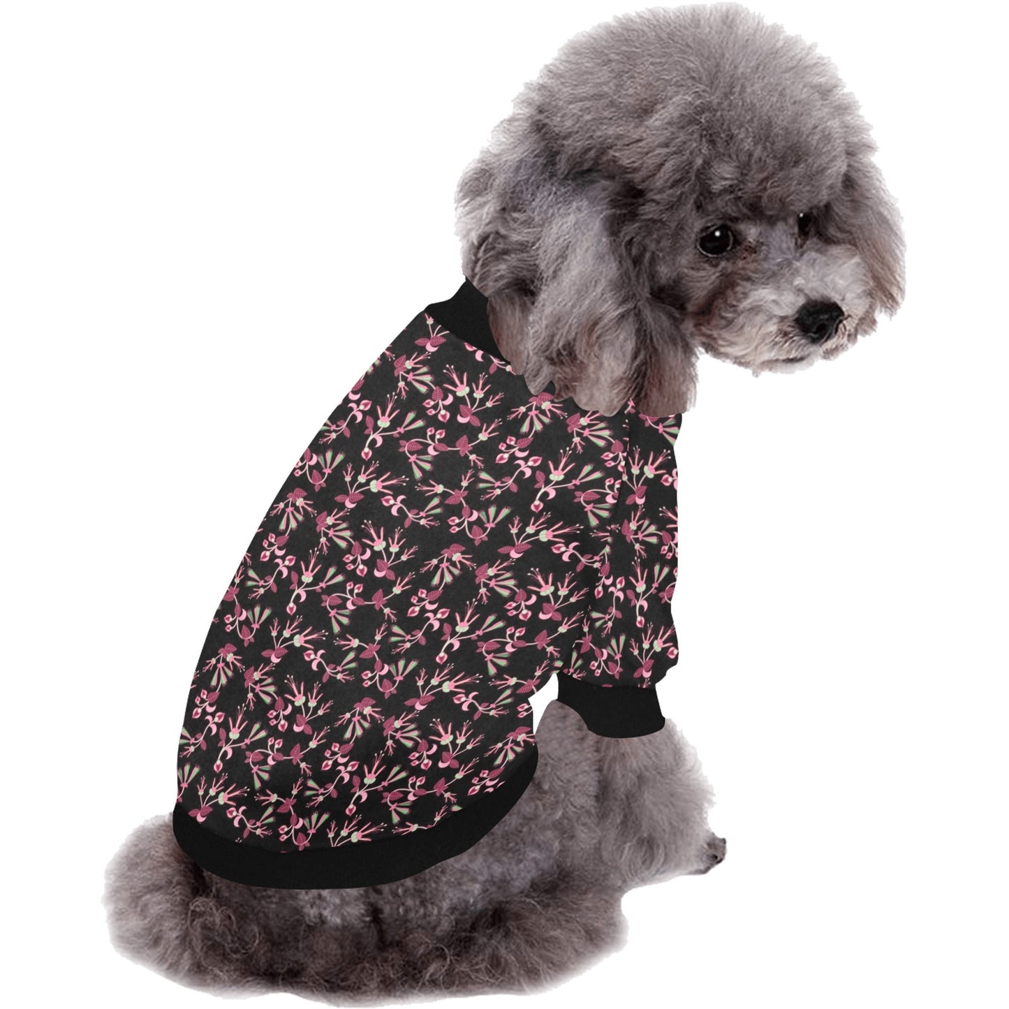 Floral Green Black Pet Dog Round Neck Shirt