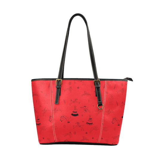 Ledger Dables Red Leather Tote Bag