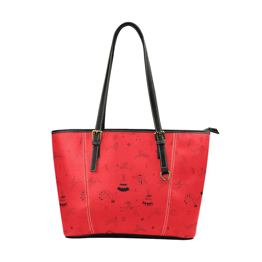 Ledger Dables Red Leather Tote Bag