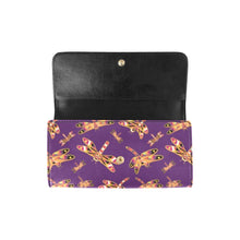 Load image into Gallery viewer, Gathering Yellow Purple Women&#39;s Trifold Wallet
