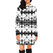 Load image into Gallery viewer, Between the Mountains White and Black Hoodie Dress
