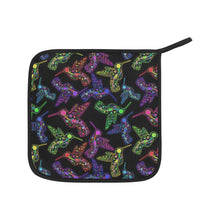 Load image into Gallery viewer, Neon Floral Hummingbirds Oven Mitt &amp; Pot Holder
