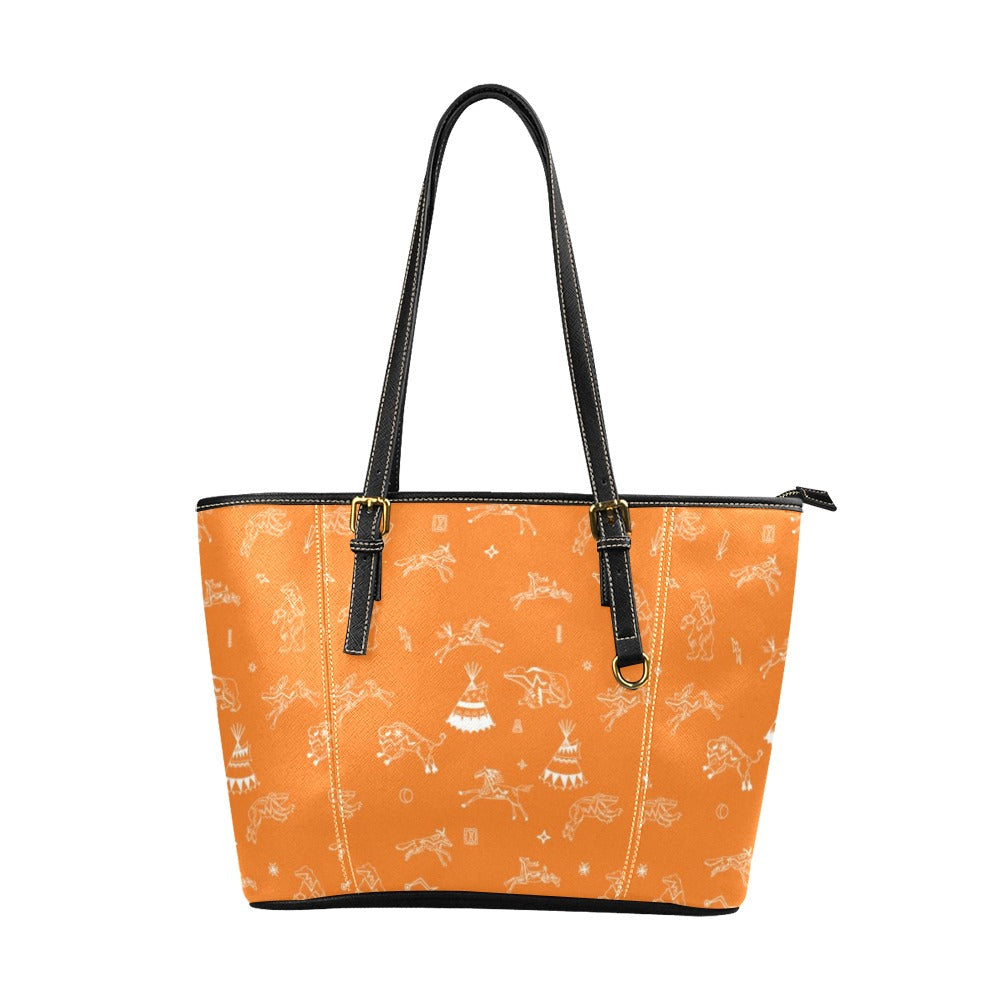 Ledger Dables Orange Leather Tote Bag