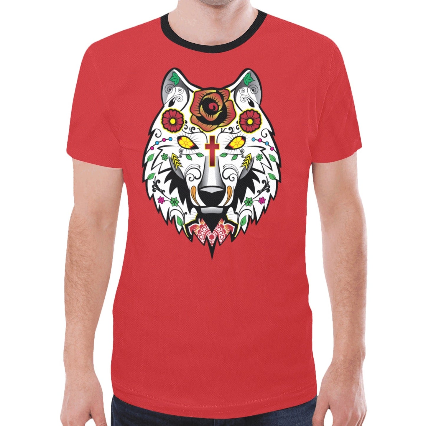 Wolf Spirit Guide Red New T-shirt for Men