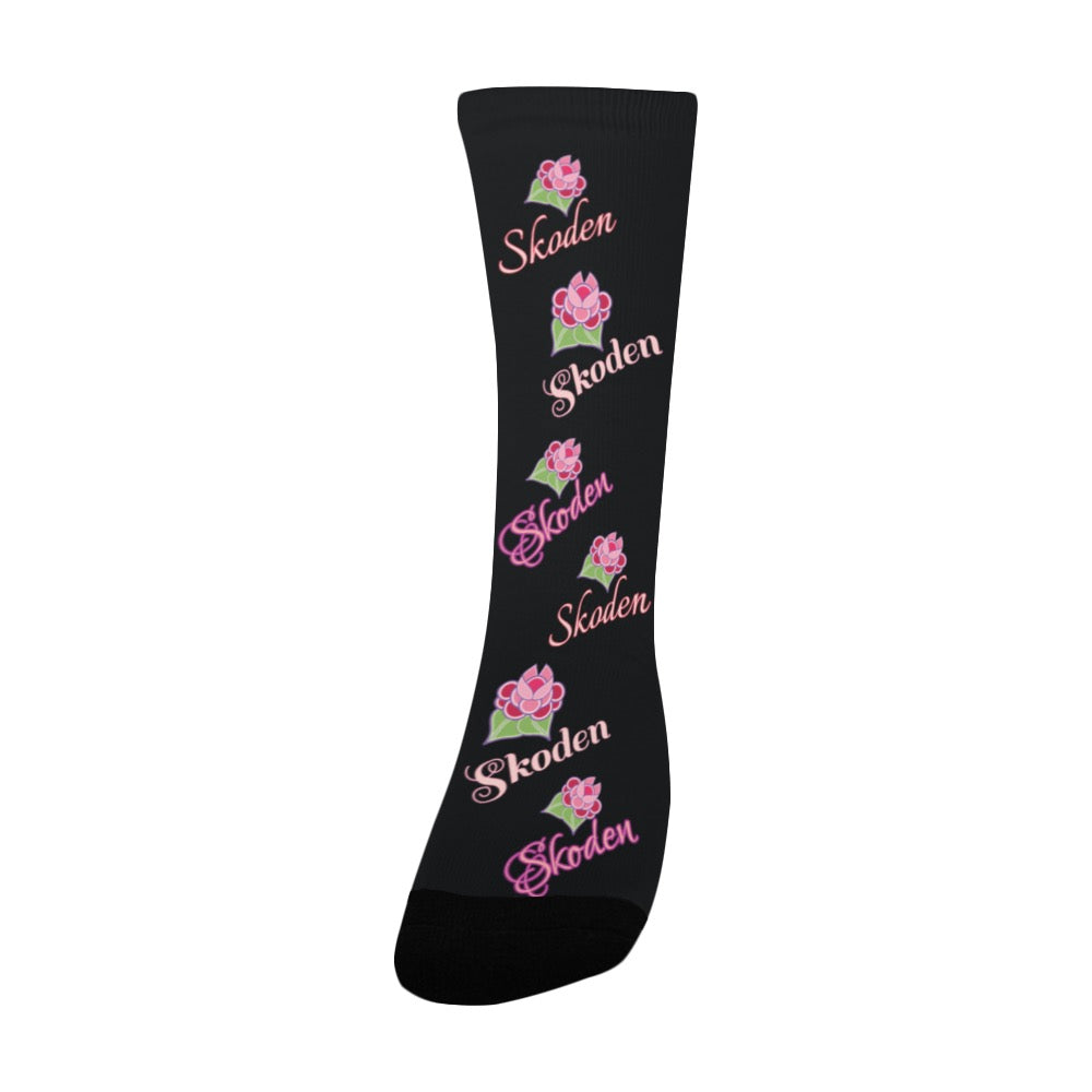 Ladies Skoden Floral Black Women's Custom Socks