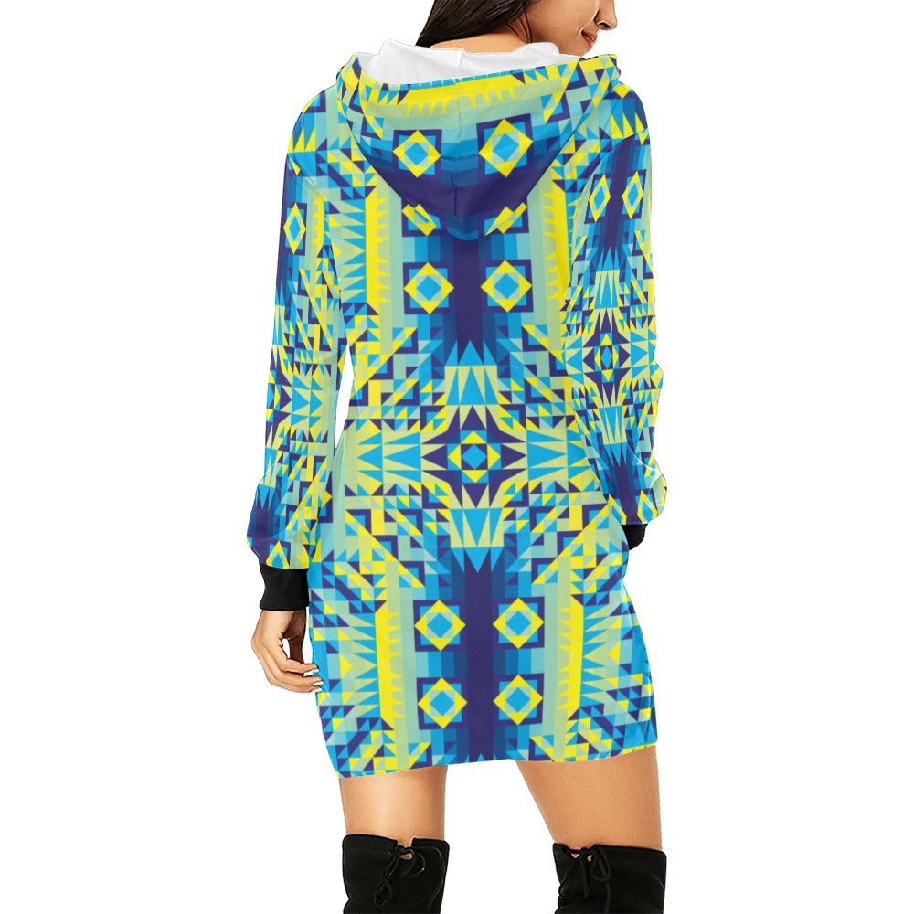 Kaleidoscope Jaune Bleu Hoodie Dress