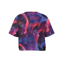 Load image into Gallery viewer, Animal Ancestors 3 Blue Pink Swirl Crop Top
