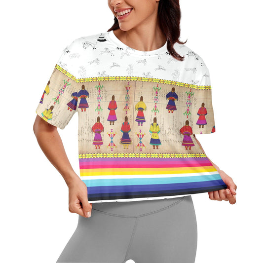 Ledger Round Dance Clay Crop Top