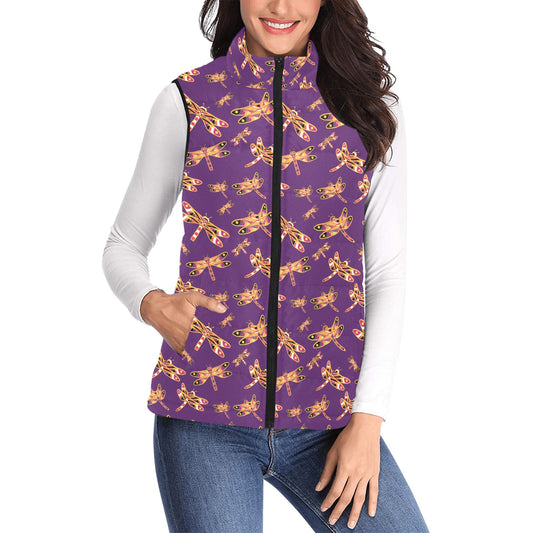 Gathering Yellow Purple Women's Padded Vest Jacket