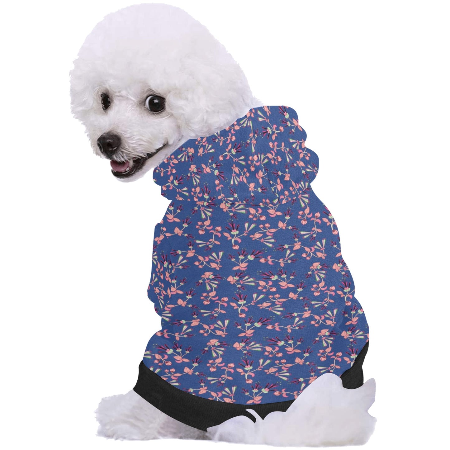 Swift Floral Peach Blue Pet Dog Hoodie