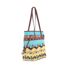 Load image into Gallery viewer, Horses and Buffalo Ledger Torquoise Clover Canvas Tote Bag
