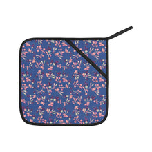 Load image into Gallery viewer, Swift Floral Peach Blue Oven Mitt &amp; Pot Holder
