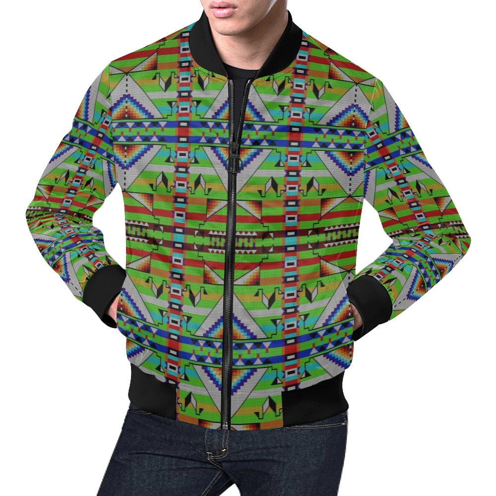 Medicine Blessing Lime Green Bomber Jacket for Men