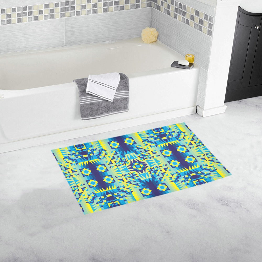 Kaleidoscope Jaune Bleu Bath Rug 16''x 28''