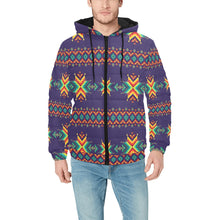 Load image into Gallery viewer, Dreams of Ancestors Indigo Men&#39;s Padded Hooded Jacket
