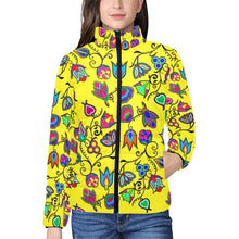 Load image into Gallery viewer, Indigenous Paisley Yellow Women&#39;s Stand Collar Padded Jacket
