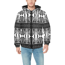 Load image into Gallery viewer, Writing on Stone Black and White Men&#39;s Padded Hooded Jacket
