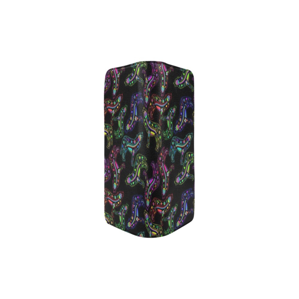 Neon Floral Wolves Women's Clutch Purse