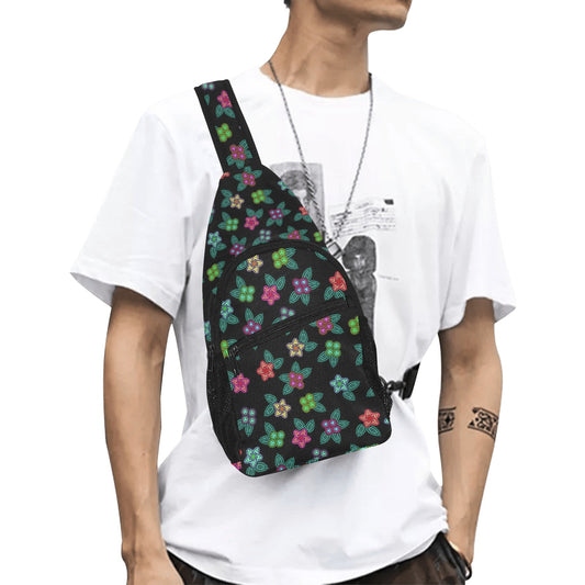 Berry Flowers Black Chest Bag