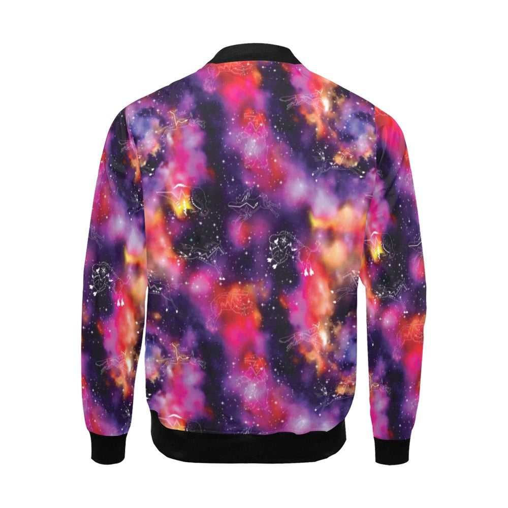 Animal Ancestors 9 Cosmic Swirl Purple and Red Bomber Jacket
