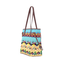 Load image into Gallery viewer, Horses and Buffalo Ledger Torquoise Clover Canvas Tote Bag
