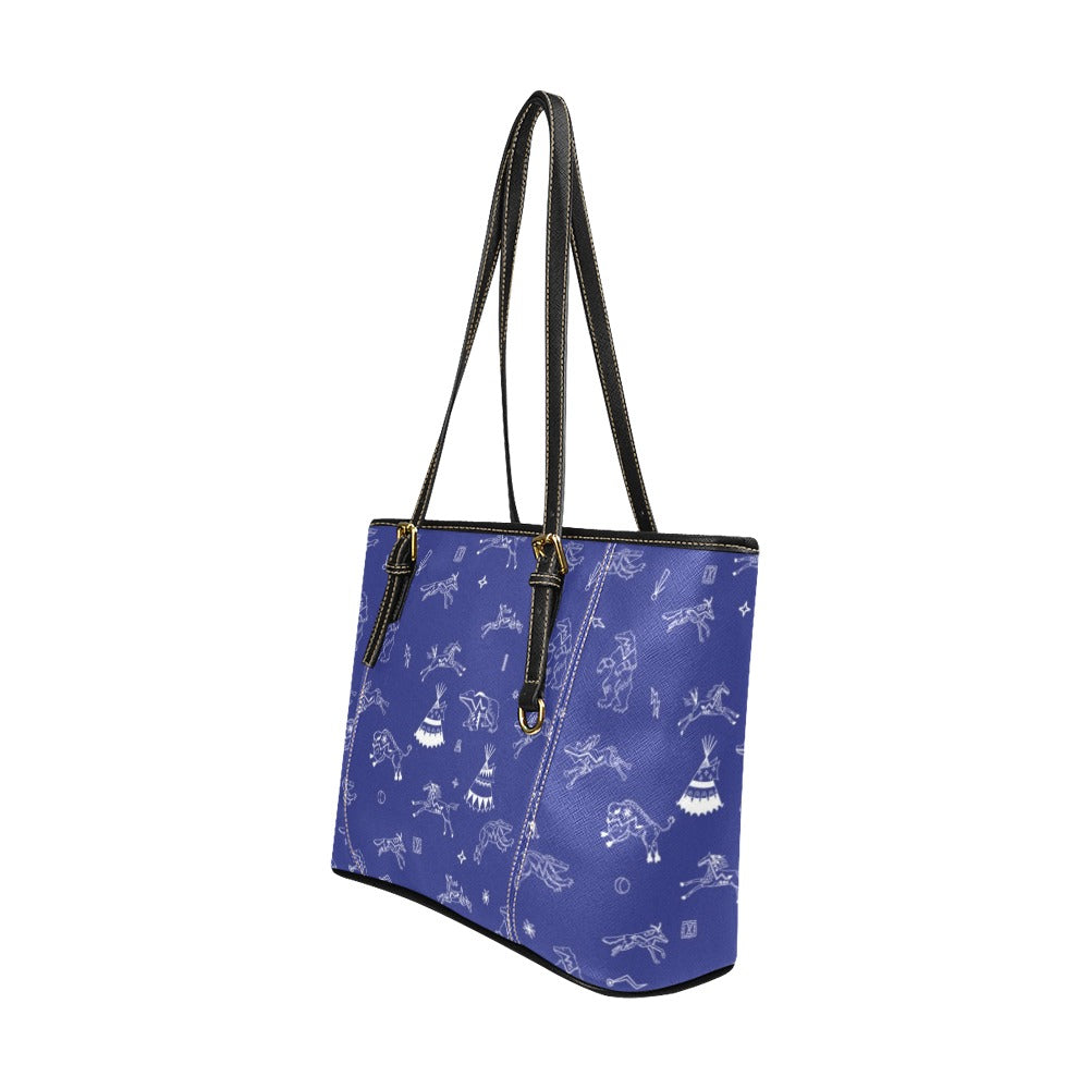 Ledger Dables Blue Leather Tote Bag