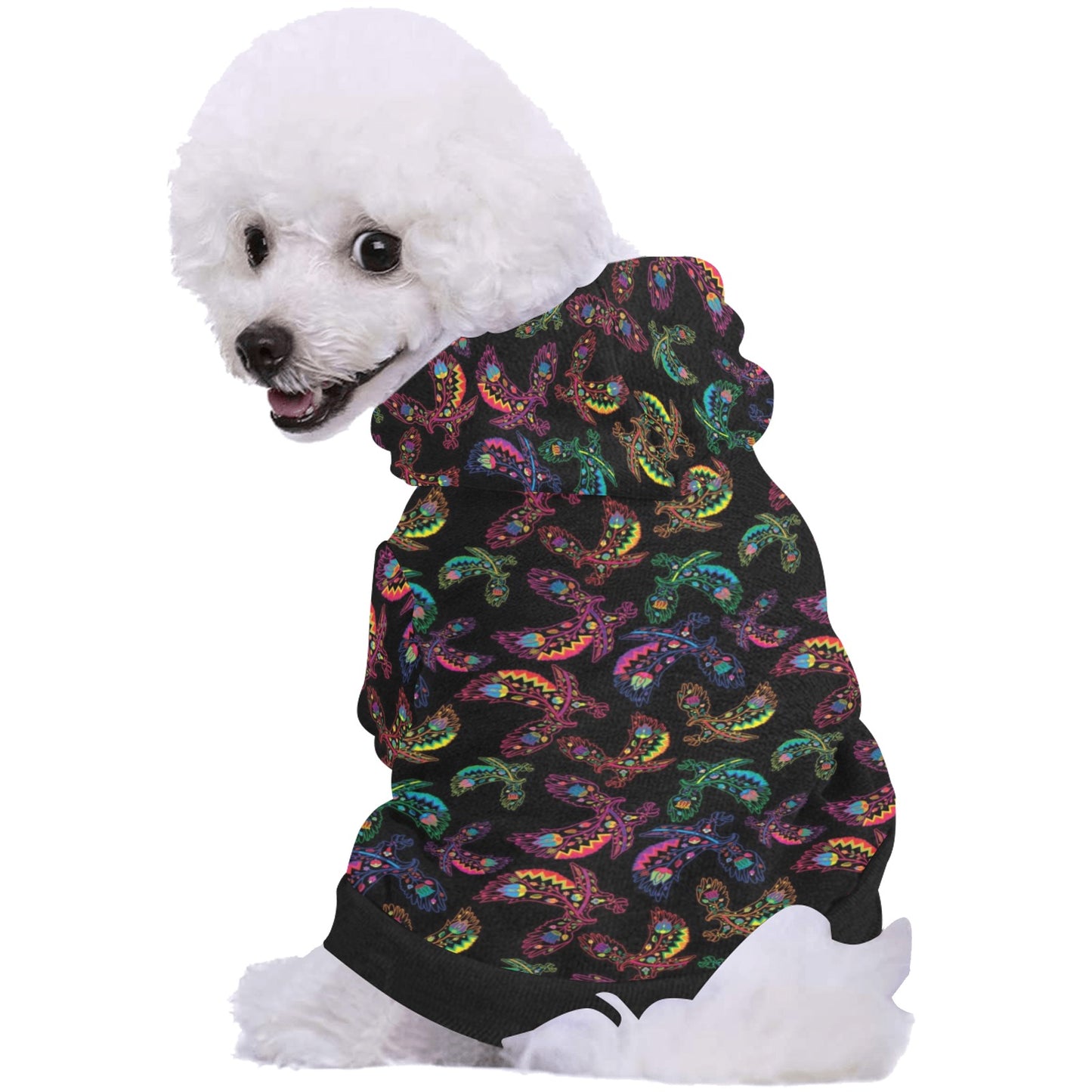 Neon Floral Eagles Pet Dog Hoodie