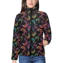 Load image into Gallery viewer, Neon Floral Eagles Women&#39;s Stand Collar Padded Jacket
