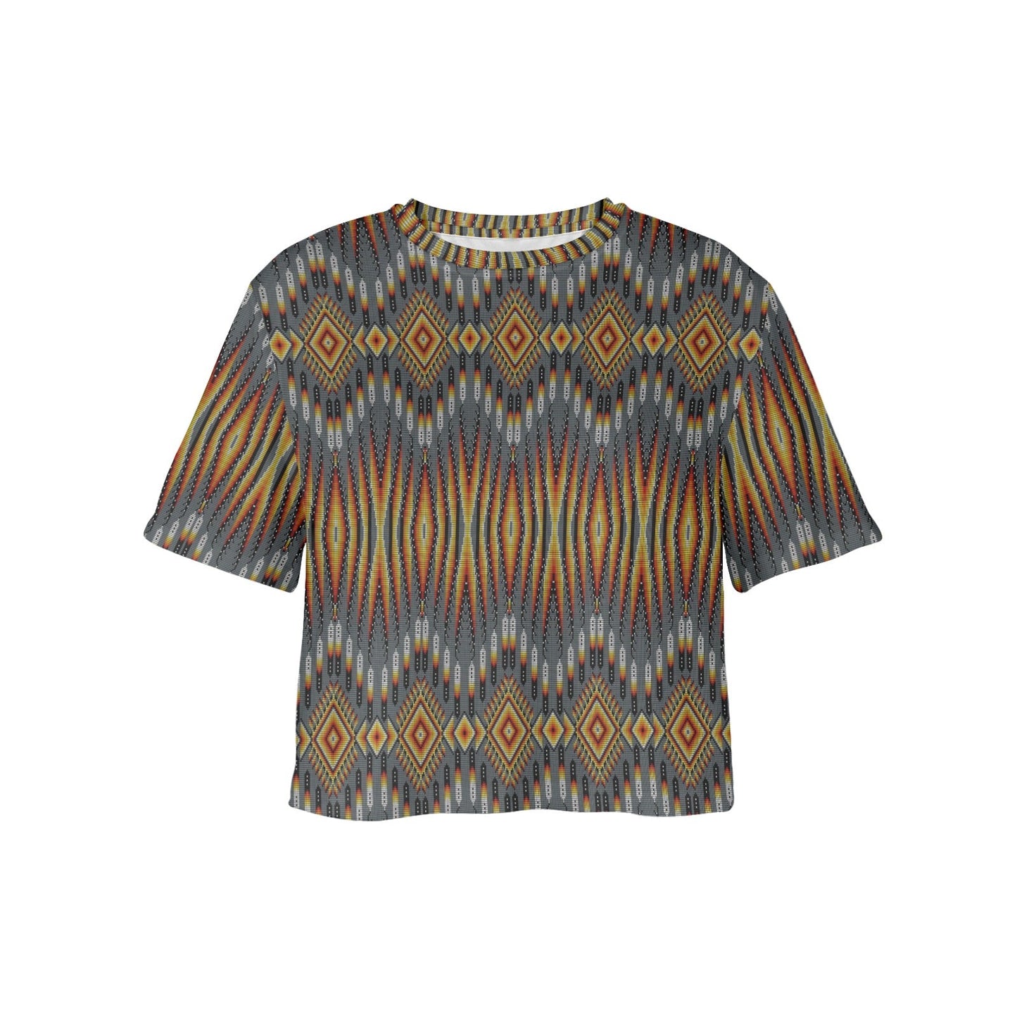 Fire Feather Grey Crop Top