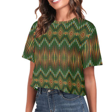 Load image into Gallery viewer, Fire Feather Green Crop Top
