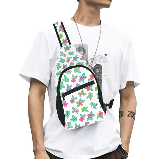 Berry Flowers White Chest Bag