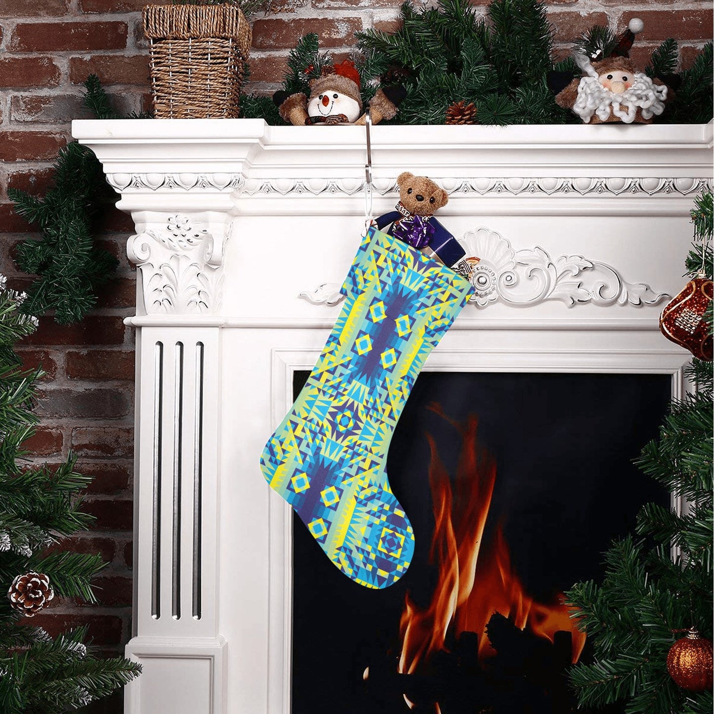 Kaleidoscope Jaune Bleu Christmas Stocking