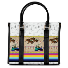 Load image into Gallery viewer, Buffalos Running White Clay Convertible Hand or Shoulder Bag
