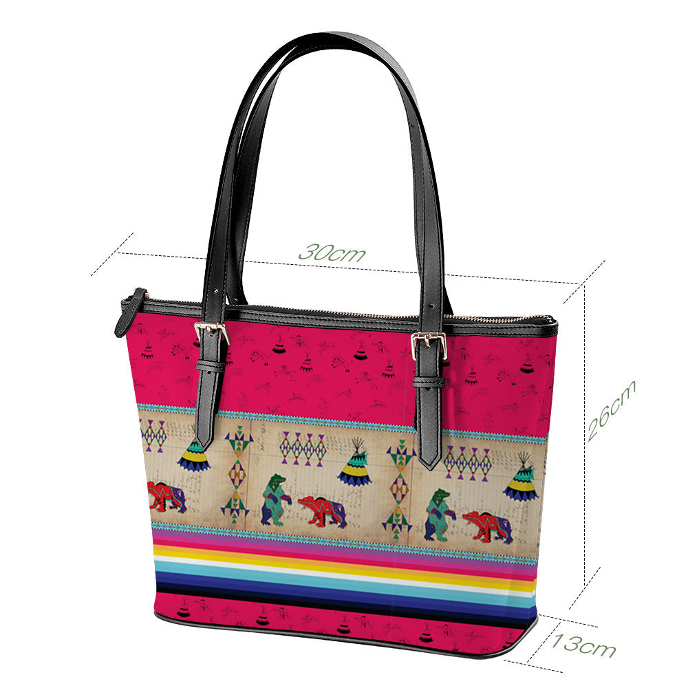 Bear Ledger Berry Large Tote Shoulder Bag