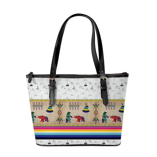 Bear Ledger White Clay Large Tote Shoulder Bag