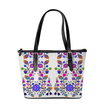 Load image into Gallery viewer, Floral Beadwork Seven Clans White Large Tote Shoulder Bag
