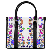 Load image into Gallery viewer, Floral Beadwork Seven Clans White Convertible Hand or Shoulder Bag
