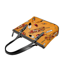 Load image into Gallery viewer, ECM Prayer Feathers Orange Large Tote Shoulder Bag
