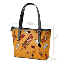 Load image into Gallery viewer, ECM Prayer Feathers Orange Large Tote Shoulder Bag
