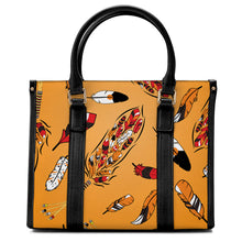 Load image into Gallery viewer, ECM Prayer Feathers Orange Convertible Hand or Shoulder Bag
