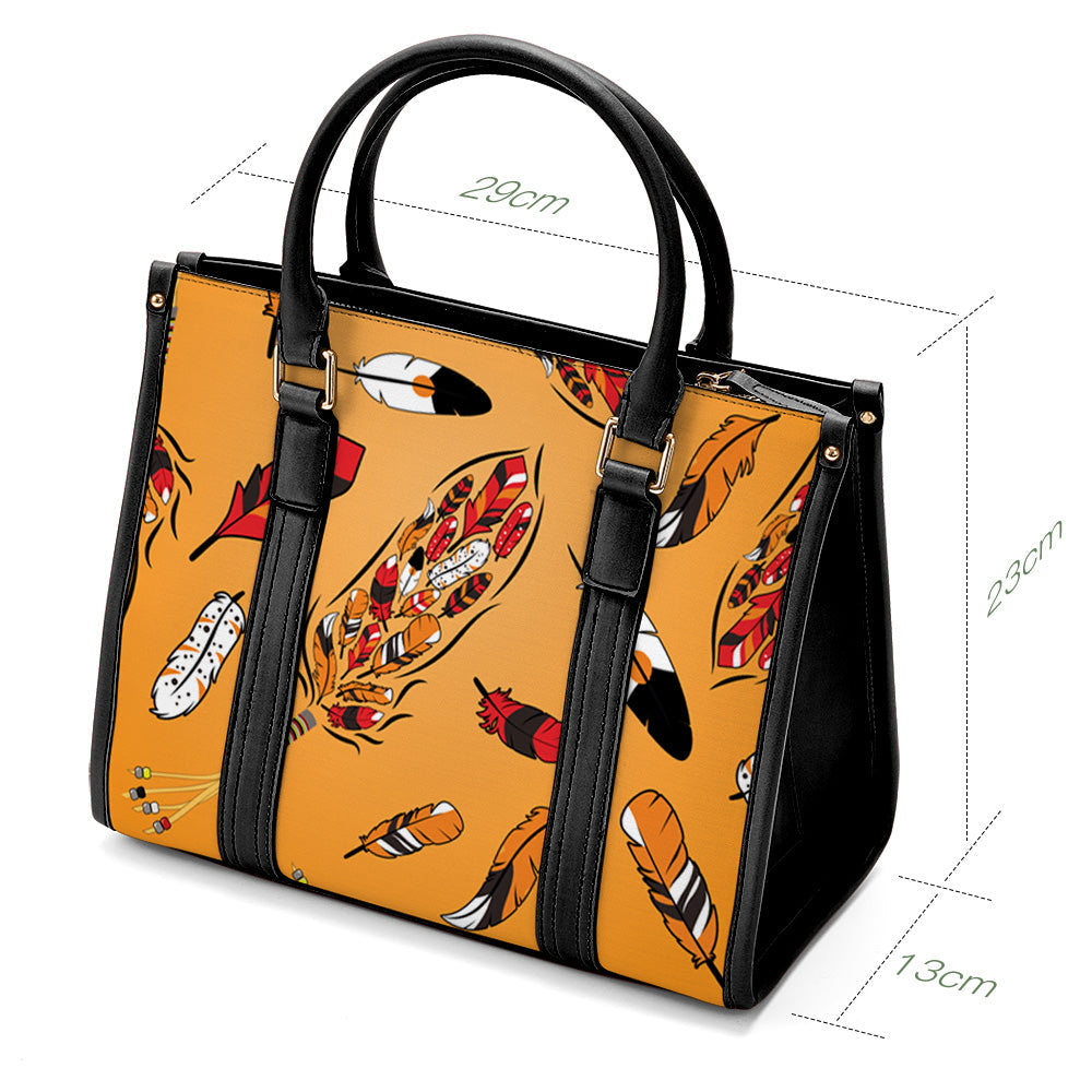 Prayer Feathers Orange Convertible Handbag
