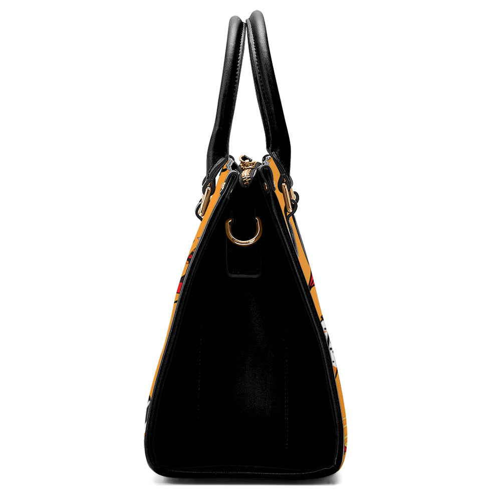 Prayer Feathers Orange Convertible Handbag
