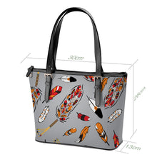 Load image into Gallery viewer, ECM Prayer Feathers Grey Large Tote Shoulder Bag
