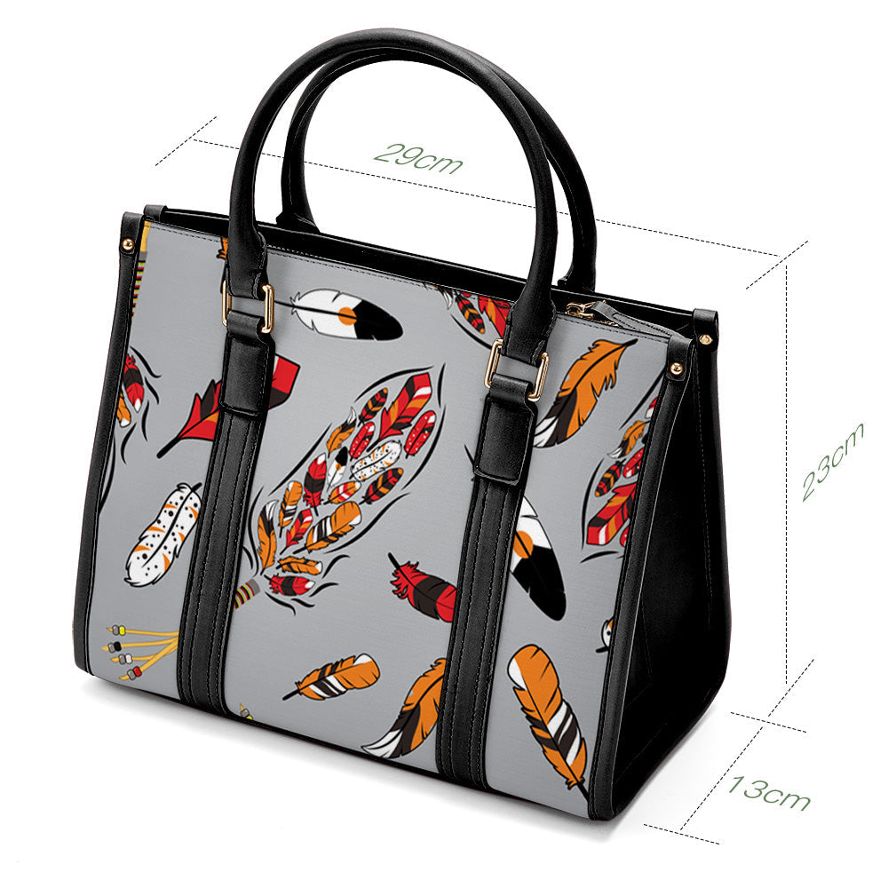 Prayer Feathers Grey Convertible Handbag